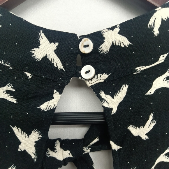 NWOT Intimately Free People Billie Black Thong Bodysuit Bird Print Boho Size M - Picture 10 of 15